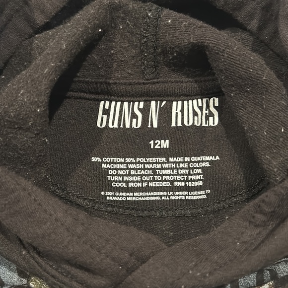 Baby Guns N Roses Black Hoodie Sweatshirt Size 12 Months - Picture 5 of 6